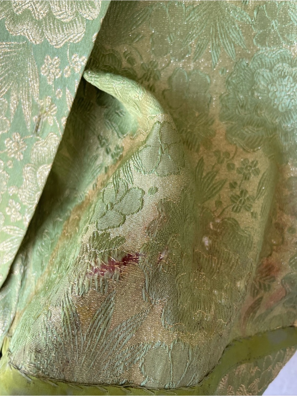 Vintage Kamehameha 2-Pc Green/Gold Floral Woven Blazer/Pant Set - Picture 6 of 13